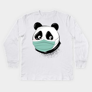 Panda bear with mask mask Kids Long Sleeve T-Shirt